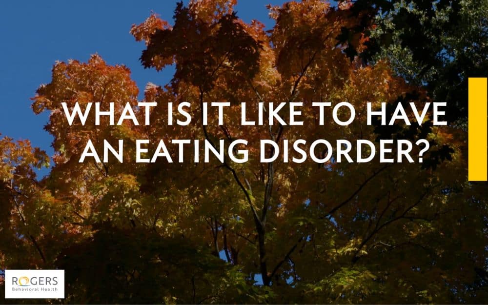 Autumn leaves with text "What is it like to have an eating disorder?" overlaid.