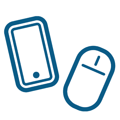 Icon of a cell phone and computer mouse