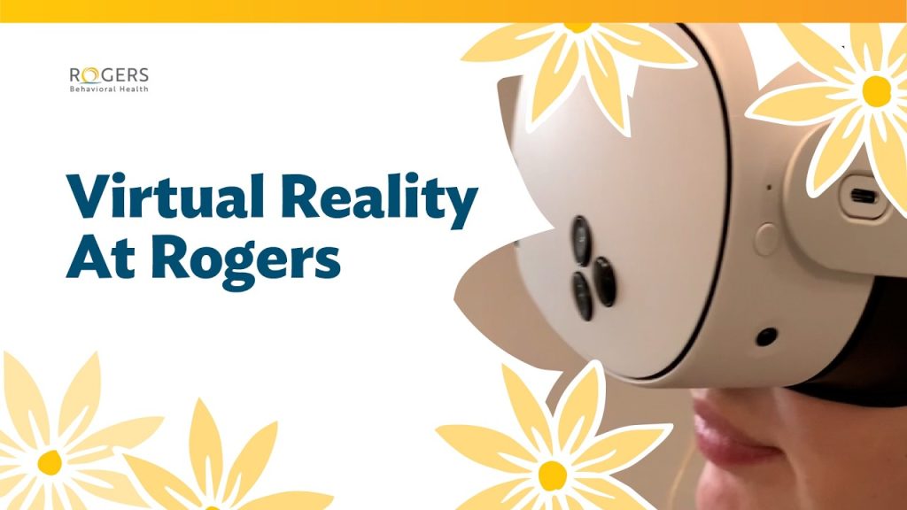 Virtual Reality at Rogers, featuring a close-up of a VR headset and floral accents.