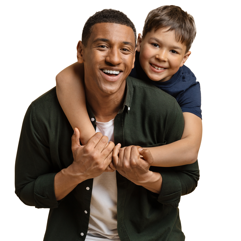 A son embracing his father