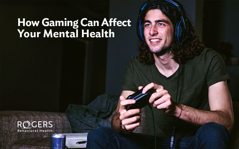 Image shows a yung man playing video games. Text says: How video gaming can affect your mental health