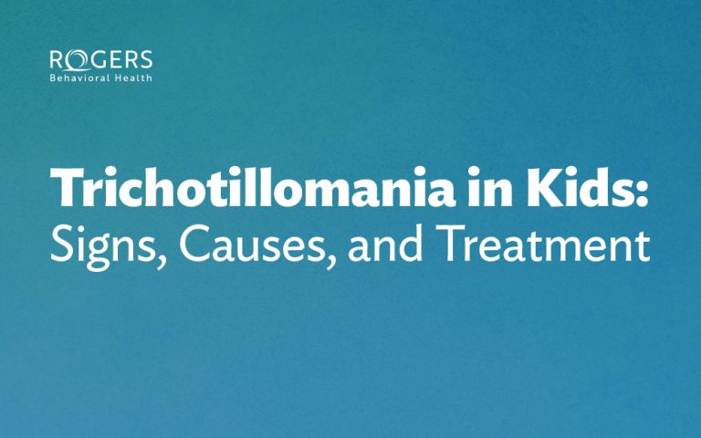 Twal background with white text that says: Trichotillomania in Kids: Signs, Causes, and Treatment